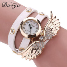 Bracelet Watch Rhinestone Crystal Relogio Feminino Wing Pattern PU Leather Band Dress Clock Gift CF