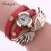 Bracelet Watch Rhinestone Crystal Relogio Feminino Wing Pattern PU Leather Band Dress Clock Gift CF