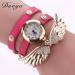 Bracelet Watch Rhinestone Crystal Relogio Feminino Wing Pattern PU Leather Band Dress Clock Gift CF