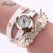 Bracelet Watch Rhinestone Crystal Relogio Feminino Wing Pattern PU Leather Band Dress Clock Gift CF