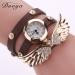 Bracelet Watch Rhinestone Crystal Relogio Feminino Wing Pattern PU Leather Band Dress Clock Gift CF