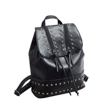 Backpack Women School Bag Rivet Travel PU Leather Rucksack Black Shoulder Bags bolsa feminina CF