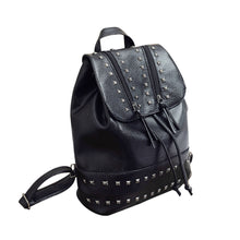 Backpack Women School Bag Rivet Travel PU Leather Rucksack Black Shoulder Bags bolsa feminina CF