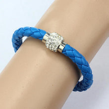 Bracelet Wristband Magnetic Rhinestone Buckle Leather Wrap Charm Friendship Bracelets Bangle Gift CF