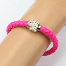 Bracelet Wristband Magnetic Rhinestone Buckle Leather Wrap Charm Friendship Bracelets Bangle Gift CF
