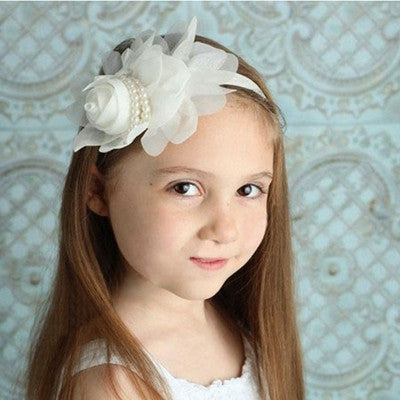 Lovely Rhinestone Headwear Unusual Angel Girls Baby Pearl Flowers Hairband Head bands CF
