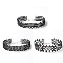 3 Pieces Choker Necklace Set Stretch Black Velvet Classic Gothic Tattoo Lace Chokers Jewelry Charm Gift CF