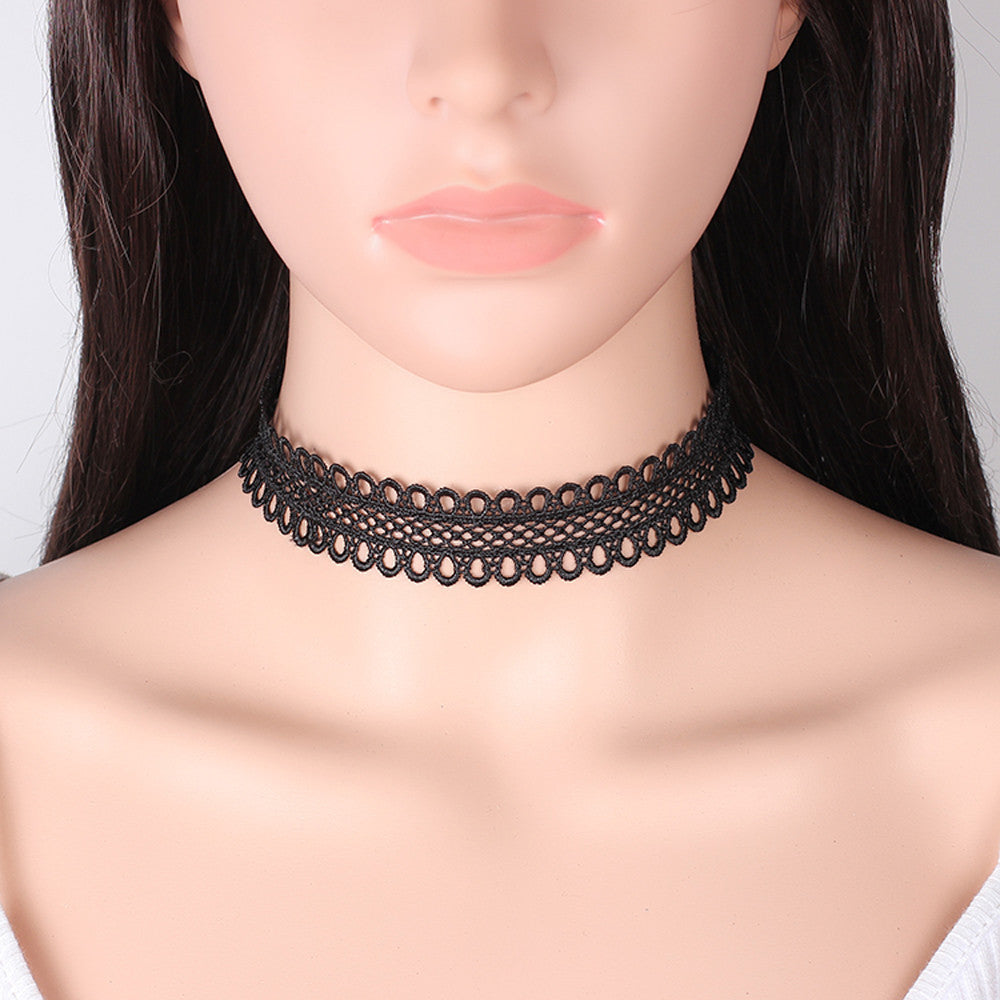 Lovehome 6 Pieces Choker Necklace Set Stretch Velvet Classic Gothic Tattoo Lace Choker, Adult Unisex, Size: One size, Black