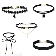 5 Pieces Choker Necklace Set Stretch Velvet Classic Gothic Tattoo Black Lace Necklaces Gift Jewelry CF