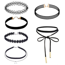 6 Pieces Choker Necklace Set for Women Jewelry Stretch Velvet Classic Gothic Tattoo Lace Chokers Gift CF
