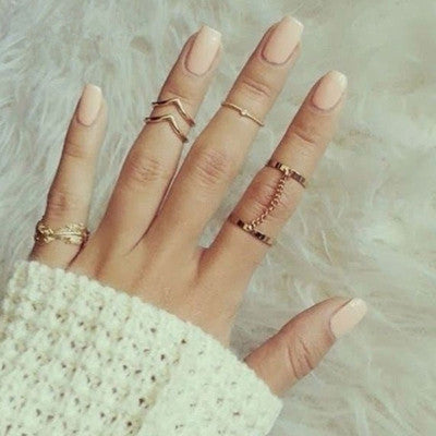 6pcs Ring Gold Urban Gold Silver Crystal Above Knuckle stacking Band Midi Mid Rings Charm Jewelry Gift for girl CF