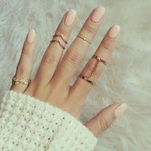 6pcs Ring Gold Urban Gold Silver Crystal Above Knuckle stacking Band Midi Mid Rings Charm Jewelry Gift for girl CF