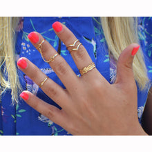 6pcs Ring Gold Urban Gold Silver Crystal Above Knuckle stacking Band Midi Mid Rings Charm Jewelry Gift for girl CF