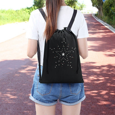 Backpack Women Drawstring Shoe Bag Star Pattern Schoolbag Storage Backpacks bolsa feminina CF