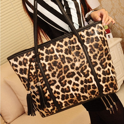 Bags Handbags Women Famous Tassel Leopard Shoulder Wallet Purse PU Leather Messenger Bag bolsos femenina CF