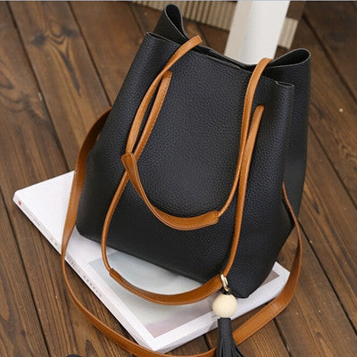 Bags Handbags Women Famous s PU Leather Tassels Shoulder Bucket Bag With Clutch bolsos femenina CF