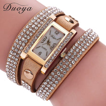 Bracelet Watch Rhinestone Crystal Relogio Feminino PU Leather Dress Clock Gift CF