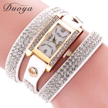 Bracelet Watch Rhinestone Crystal Relogio Feminino PU Leather Dress Clock Gift CF