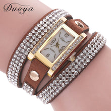 Bracelet Watch Rhinestone Crystal Relogio Feminino PU Leather Dress Clock Gift CF