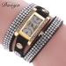Bracelet Watch Rhinestone Crystal Relogio Feminino PU Leather Dress Clock Gift CF
