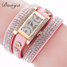 Bracelet Watch Rhinestone Crystal Relogio Feminino PU Leather Dress Clock Gift CF