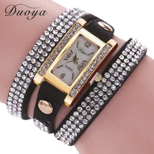 Bracelet Watch Rhinestone Crystal Relogio Feminino PU Leather Dress Clock Gift CF