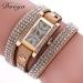 Bracelet Watch Rhinestone Crystal Relogio Feminino PU Leather Dress Clock Gift CF