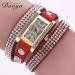 Bracelet Watch Rhinestone Crystal Relogio Feminino PU Leather Dress Clock Gift CF