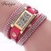 Bracelet Watch Rhinestone Crystal Relogio Feminino PU Leather Dress Clock Gift CF