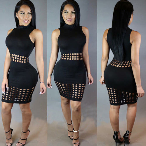 Casual Women Popular Dress Sleeveless ONeck Bodycon Dress Sexy Black Clubwear Women Clothes Plus size CF