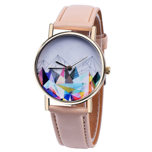 Dress Watch Women PU Leather Band Elegant Clock Analog Quartz Dress Wrist Watch Relogio Feminino CF
