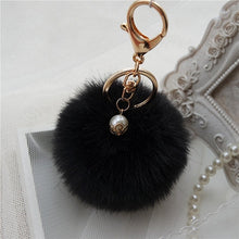 Fluffy Ball Keychain Cute Pompom Simulation Rabbit Fur Ball Key Chain For Car Key Ring Car Bag Pendant Chaveiro CF