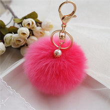 Fluffy Ball Keychain Cute Pompom Simulation Rabbit Fur Ball Key Chain For Car Key Ring Car Bag Pendant Chaveiro CF