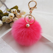 Fluffy Ball Keychain Cute Pompom Simulation Rabbit Fur Ball Key Chain For Car Key Ring Car Bag Pendant Chaveiro CF