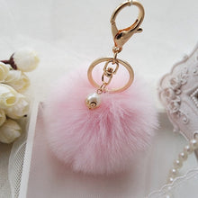 Fluffy Ball Keychain Cute Pompom Simulation Rabbit Fur Ball Key Chain For Car Key Ring Car Bag Pendant Chaveiro CF