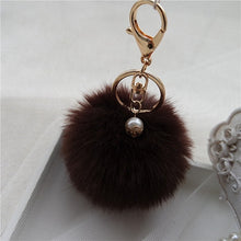 Fluffy Ball Keychain Cute Pompom Simulation Rabbit Fur Ball Key Chain For Car Key Ring Car Bag Pendant Chaveiro CF