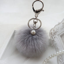 Fluffy Ball Keychain Cute Pompom Simulation Rabbit Fur Ball Key Chain For Car Key Ring Car Bag Pendant Chaveiro CF