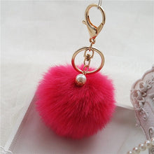 Fluffy Ball Keychain Cute Pompom Simulation Rabbit Fur Ball Key Chain For Car Key Ring Car Bag Pendant Chaveiro CF