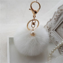 Fluffy Ball Keychain Cute Pompom Simulation Rabbit Fur Ball Key Chain For Car Key Ring Car Bag Pendant Chaveiro CF