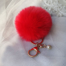Fluffy Ball Keychain Cute Pompom Simulation Rabbit Fur Ball Key Chain For Car Key Ring Car Bag Pendant Chaveiro CF
