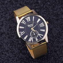Geneva Men Watches Top Luxury Military army Rome Classic Gold Stainless Steel Mesh Band Relogio Masculino CF