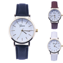 Geneva Watches Women Dress Clock Relogio Feminino PU Leather Black Analog Quartz Watch CF