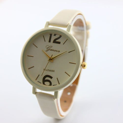 Geneva Watches Women PU Leather Band Clock Analog Elegant Quartz Dress Wrist Watch Relogio Feminino CF