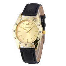 Geneva Women Dress Watches Rhinestone Crystal relogio feminino Analog Clock PU Leather Band Quartz Wrist Watch CF