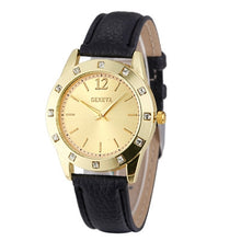 Geneva Women Dress Watches Rhinestone Crystal relogio feminino Analog Clock PU Leather Band Quartz Wrist Watch CF