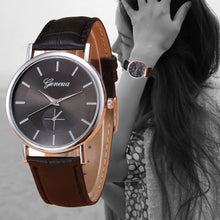 Geneva Women Watch Dress Clock Retro Design PU Leather Band Analog Quartz Wrist Watch Relogio Feminino CF