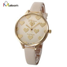 Geneva Women Watch Dress Clock Heart Pattern Faux Leather Quartz Analog Watch Relogio Feminino CF
