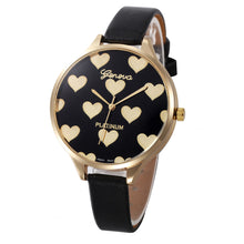 Geneva Women Watch Dress Clock Heart Pattern Faux Leather Quartz Analog Watch Relogio Feminino CF