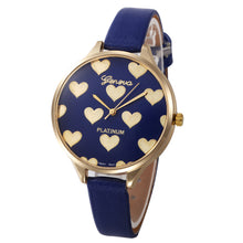 Geneva Women Watch Dress Clock Heart Pattern Faux Leather Quartz Analog Watch Relogio Feminino CF