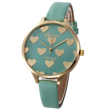 Geneva Women Watch Dress Clock Heart Pattern Faux Leather Quartz Analog Watch Relogio Feminino CF